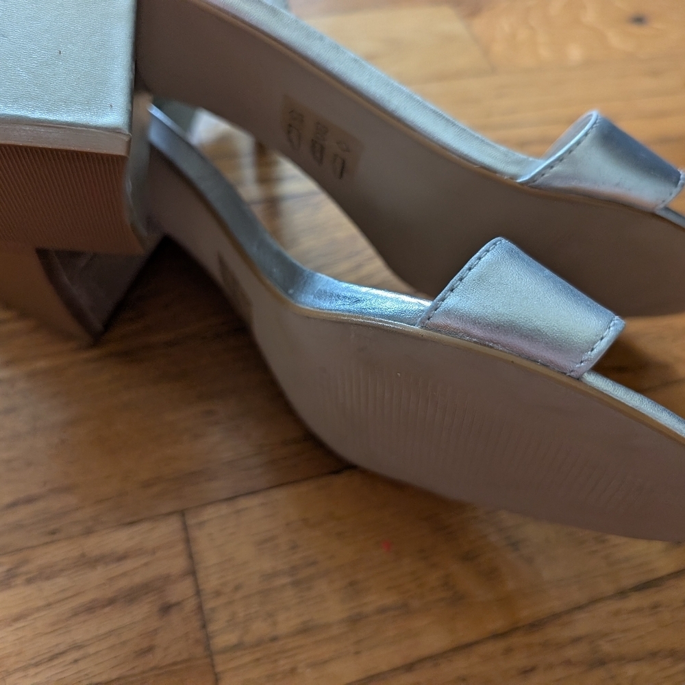 Aldo Metallic Silver Block Heel Sandals - Picture 6 of 7